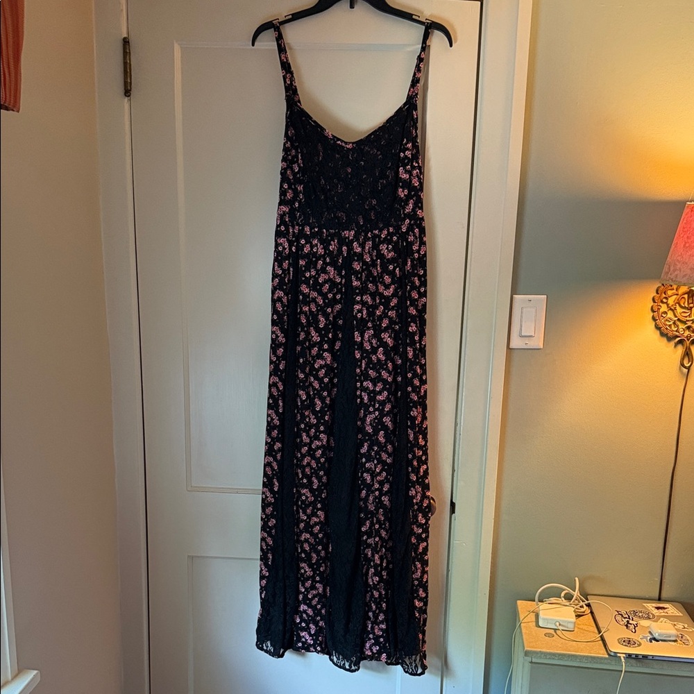 Torrid Black and Pink Floral Maxi Dress